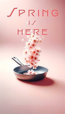 PSD 편집이미지 꽃잎 분홍색 백그라운드 봄꽃 사람없음 봄 벚꽃 프라이팬 디지털합성 편집소스 흩날리기 이미지편집 계절 꽃 컬러 모션 주방용품 파일형식