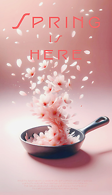 PSD 편집이미지 꽃잎 분홍색 백그라운드 봄꽃 사람없음 봄 벚꽃 프라이팬 디지털합성 편집소스 흩날리기 이미지편집 계절 꽃 컬러 모션 주방용품 파일형식
