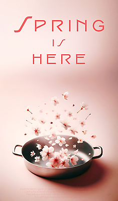 PSD 편집이미지 꽃잎 분홍색 백그라운드 봄꽃 사람없음 봄 벚꽃 프라이팬 디지털합성 편집소스 흩날리기 이미지편집 계절 꽃 컬러 모션 주방용품 파일형식