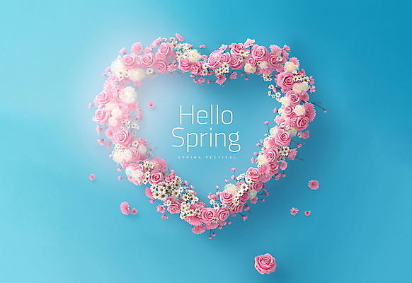 PSD 편집이미지 분홍색 프레임 이벤트 사람없음 파란색 장미 축제 봄 하트 디지털합성 편집소스 이미지편집 모양 계절 꽃 컬러 파일형식