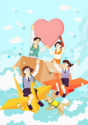 PSD 구름 여자 남자 교복 하늘색 일러스트 청소년 들기 앉기 여러명 성인 상자 만세 하트 봉사 자원봉사자 승차 장애인 종이학 안내견 의수 의족 장애인의날 국내일러스트 자연요소 모양 옷 다수 모션 사람 파란색 도움 개 종이접기 장애 파일형식 법정기념일