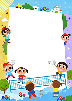 전신 PSD 나무 구름 여자 남자 꽃 어린이 스포츠 일러스트 곰 주택 프레임 소녀 소년 여러명 테니스 배드민턴라켓 셔틀콕 배드민턴 배드민턴장 어린이만 카피스페이스 국내일러스트 자연요소 식물 동물 스포츠용품 다수 포유류 사람 건물 구기 공백 라켓 파일형식