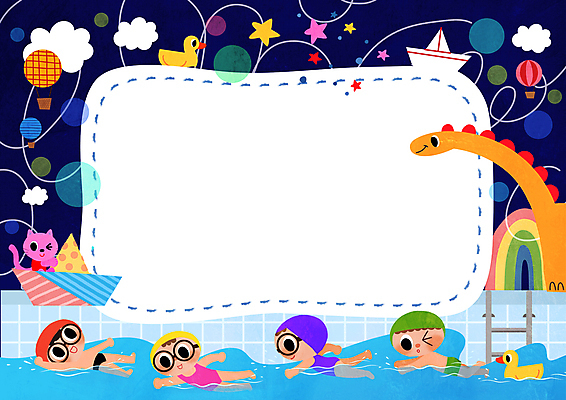 전신 PSD 여자 남자 수영복 어린이 점선 스포츠 일러스트 프레임 수영장 소녀 소년 여러명 수영 고양이 열기구 기린 공룡 종이배 오리장난감 어린이만 카피스페이스 국내일러스트 옷 선 다수 포유류 항공교통 파충류 사람 반려동물 장난감 공백 수상스포츠 종이접기 파일형식