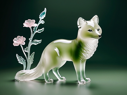 JPG 편집이미지 꽃 유리 사람없음 장식 초록색 투명 디지털합성 여우 편집소스 미니멀 편집실사 AI포토 AI콘텐츠 식물 컬러 포유류 재질 CG 파일형식