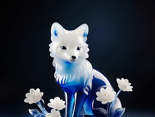 JPG 편집이미지 꽃 유리 사람없음 장식 파란색 공예 디지털합성 여우 편집소스 미니멀 편집실사 AI포토 AI콘텐츠 식물 컬러 포유류 재질 취미 CG 파일형식
