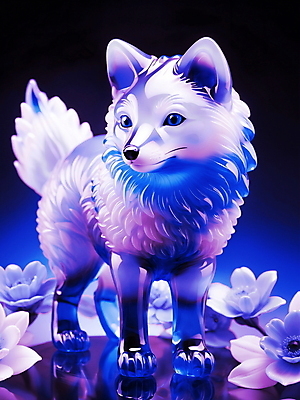 JPG 편집이미지 꽃 유리 사람없음 장식 파란색 보라색 투명 공예 디지털합성 여우 편집소스 미니멀 편집실사 AI포토 AI콘텐츠 식물 컬러 포유류 재질 취미 CG 파일형식