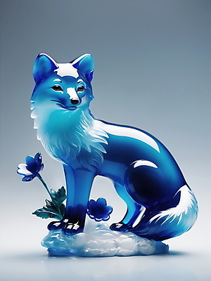 JPG 편집이미지 꽃 유리 사람없음 장식 파란색 공예 디지털합성 여우 편집소스 미니멀 편집실사 AI포토 AI콘텐츠 식물 컬러 포유류 재질 취미 CG 파일형식