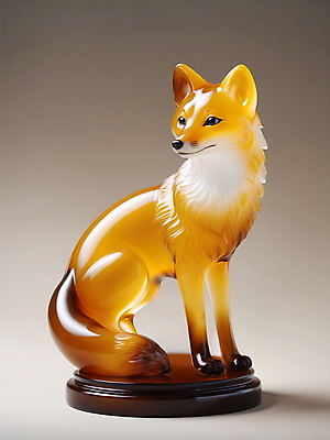 JPG 편집이미지 유리 사람없음 장식 노란색 주황색 공예 디지털합성 여우 편집소스 미니멀 편집실사 AI포토 AI콘텐츠 컬러 포유류 재질 취미 CG 파일형식