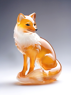 JPG 편집이미지 유리 사람없음 장식 노란색 주황색 공예 디지털합성 여우 편집소스 편집실사 AI포토 AI콘텐츠 컬러 포유류 재질 취미 CG 파일형식