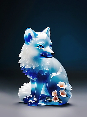 JPG 편집이미지 꽃 유리 사람없음 장식 파란색 공예 디지털합성 여우 편집소스 미니멀 편집실사 AI포토 AI콘텐츠 식물 컬러 포유류 재질 취미 CG 파일형식