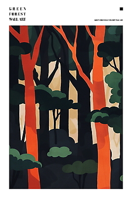 PSD 나무 일러스트 자연 그림자 풍경 사람없음 초록색 숲 적갈색 국내일러스트 식물 컬러 갈색 생태계 파일형식