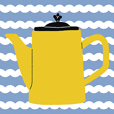패턴 일러스트 티타임 사람없음 파란색 노란색 빈티지 찻주전자 엽서 물결무늬 국내일러스트 AI파일 물결 컬러 컨셉 무늬 주전자 휴식 편지 파일형식 벡터