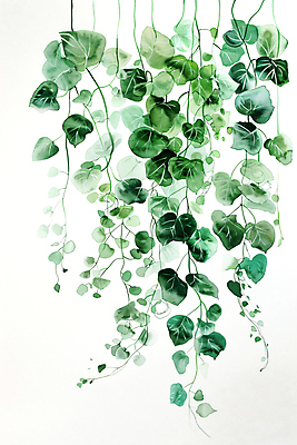 JPG 일러스트 자연 나뭇잎 수채화 사람없음 초록색 담쟁이덩굴 카피스페이스 국내일러스트 AI일러스트 AI콘텐츠 컬러 잎 공백 덩굴 생태계 파일형식