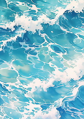 JPG 파도 백그라운드 일러스트 자연 사람없음 여름 파란색 거품 물방울 분위기 트로피컬아트 국내일러스트 AI일러스트 AI콘텐츠 계절 바다 컬러 컨셉 그림 생태계 파일형식