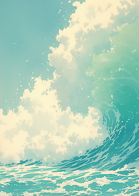 JPG 파도 백그라운드 일러스트 자연 사람없음 여름 파란색 거품 물방울 분위기 트로피컬아트 국내일러스트 AI일러스트 AI콘텐츠 계절 바다 컬러 컨셉 그림 생태계 파일형식