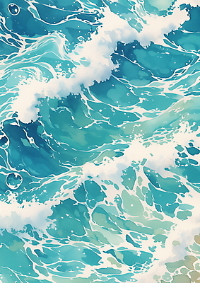JPG 파도 백그라운드 일러스트 자연 사람없음 여름 파란색 거품 물방울 분위기 트로피컬아트 국내일러스트 AI일러스트 AI콘텐츠 계절 바다 컬러 컨셉 그림 생태계 파일형식