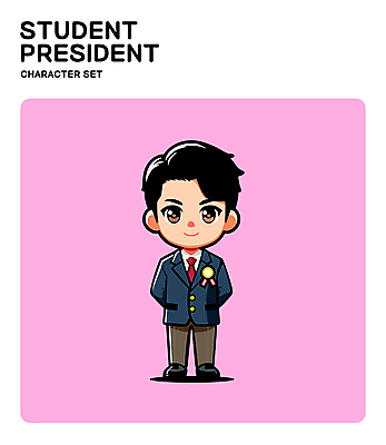 전신 캐릭터 남자 교복 남학생 분홍색 일러스트 청소년 한명 미소 자신감 십대남자한명만 전교회장 일러캐릭터 AI파일 1 학생 옷 감정 컬러 학교 표정 사람 남자한명만 십대남자만 파일형식 벡터