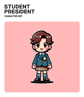 전신 캐릭터 여학생 여자 교복 분홍색 일러스트 청소년 한명 미소 자신감 십대여자한명만 전교회장 일러캐릭터 AI파일 1 학생 옷 감정 컬러 학교 표정 사람 여자한명만 십대여자만 파일형식 벡터