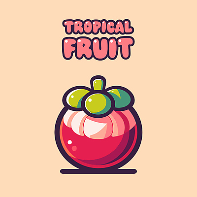 일러스트 사람없음 여름 플랫 열대과일 망고스틴 국내일러스트 AI파일 계절 과일 파일형식 벡터