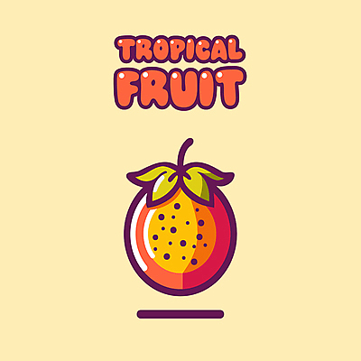 일러스트 단면 사람없음 여름 플랫 열대과일 패션후르츠 국내일러스트 AI파일 계절 과일 파일형식 벡터