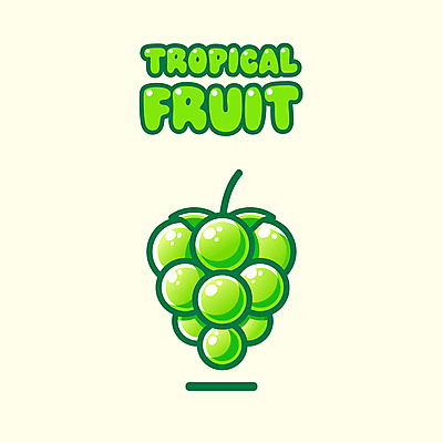 일러스트 사람없음 여름 플랫 열대과일 망고포도 국내일러스트 AI파일 계절 과일 청포도 파일형식 벡터