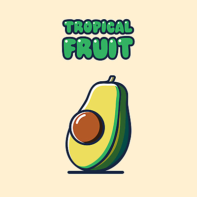 일러스트 단면 사람없음 여름 플랫 열대과일 아보카도 국내일러스트 AI파일 계절 과일 파일형식 벡터