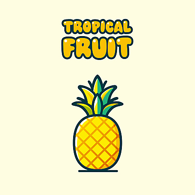 일러스트 사람없음 여름 플랫 파인애플 열대과일 국내일러스트 AI파일 계절 과일 파일형식 벡터