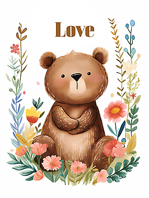 JPG 프로포즈 잎 일러스트 곰 수채화 사랑 사람없음 귀여움 봄 국내일러스트 AI일러스트 AI콘텐츠 식물 동물 계절 감정 컨셉 포유류 파일형식