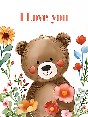 JPG 꽃잎 프로포즈 잎 일러스트 곰 수채화 사랑 사람없음 귀여움 봄 수줍음 국내일러스트 AI일러스트 AI콘텐츠 식물 동물 계절 꽃 감정 컨셉 포유류 파일형식