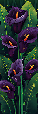 JPG 줄기 잎 일러스트 사람없음 보라색 카라 국내일러스트 AI일러스트 AI콘텐츠 식물 꽃 컬러 파일형식