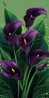 JPG 줄기 잎 일러스트 사람없음 보라색 카라 국내일러스트 AI일러스트 AI콘텐츠 식물 꽃 컬러 파일형식