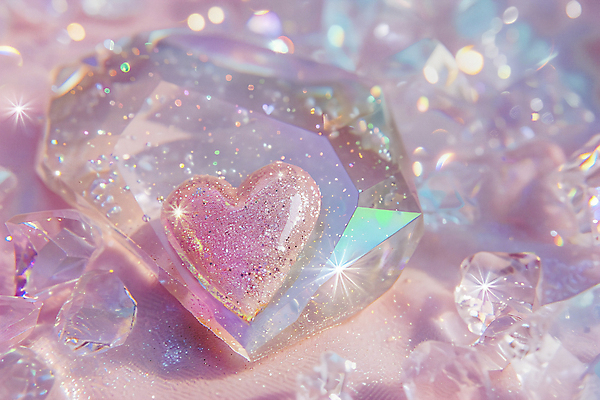 JPG 편집이미지 사람없음 빛 반짝임 모형 하트 투명 보석 디지털합성 편집실사 AI포토 AI콘텐츠 모양 모션 광석 CG 파일형식