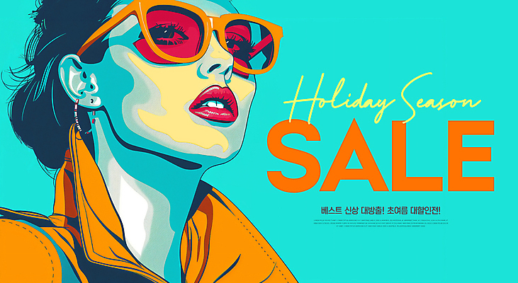 PSD 모델 편집이미지 여자 백그라운드 한명 상반신 성인 타이포그라피 여름 파란색 쇼핑 선글라스 세일 빈티지 복고 팝아트 신상품 성인여자한명만 이미지편집 문자 1 계절 안경 컬러 컨셉 사람 상품 그림 여자한명만 성인여자만 파일형식