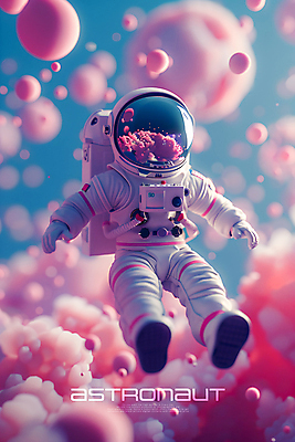 전신 PSD 편집이미지 분홍색 한명 성인 반사 3D 미니어처 우주비행사 원형 우주복 화성 성인한명만 편집소스 편집3D 도형 1 옷 컬러 사람 모형 우주 행성 디지털합성 성인만 파일형식