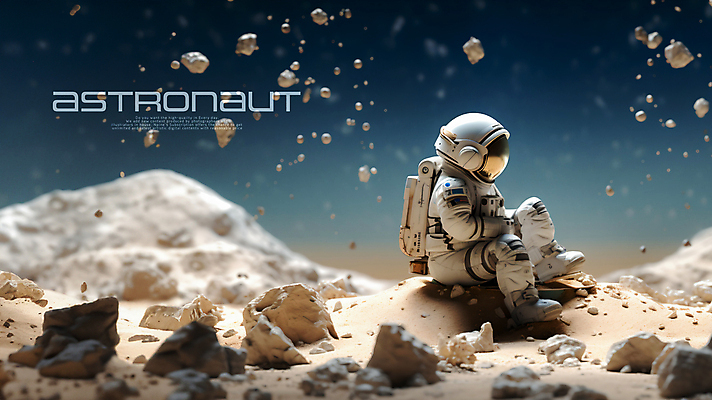 전신 PSD 편집이미지 한명 앉기 성인 3D 미니어처 우주비행사 암석 우주복 화성 성인한명만 편집소스 편집3D 1 옷 모션 사람 모형 우주 행성 돌_바위 디지털합성 성인만 파일형식