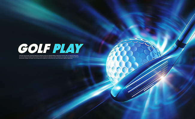 PSD 편집이미지 과학 골프 미래 골프공 사람없음 파란색 골프채 첨단 신기술 이미지편집 컬러 컨셉 공 골프용품 기술 구기 파일형식