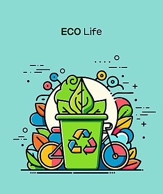 식물 일러스트 나뭇잎 사람없음 라이프 자전거 재활용 에코 자연친화 정화 국내일러스트 AI파일 잎 자연 생활 환경 바이크 친환경 파일형식 벡터