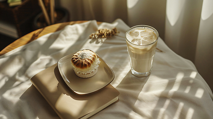 JPG 편집이미지 그릇 음료 음식 디저트 잔 그림자 사람없음 책 식탁보 커튼 달콤 크림 디지털합성 맛집 크림빵 편집실사 AI포토 AI콘텐츠 식기 빵 맛 CG 파일형식