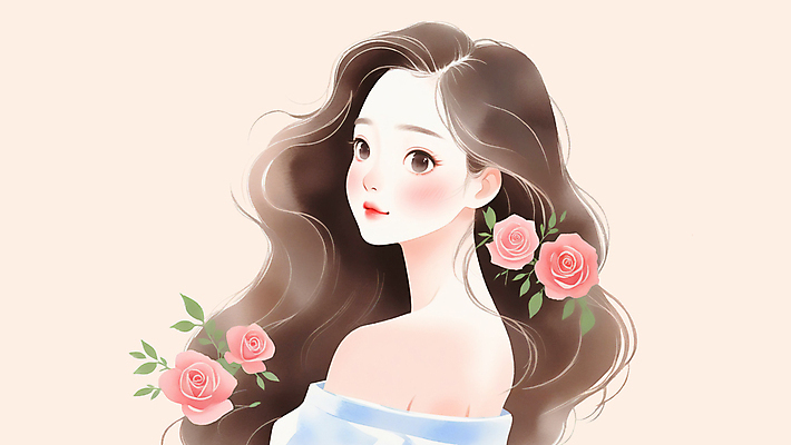 PSD 여자 일러스트 한명 상반신 성인 화장 뷰티 장미 미인 피부관리 스킨케어 성인여자한명만 국내일러스트 1 꽃 사람 여자한명만 성인여자만 파일형식