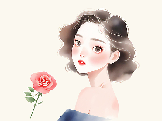 PSD 여자 일러스트 한명 상반신 성인 화장 뷰티 장미 미인 피부관리 스킨케어 성인여자한명만 국내일러스트 1 꽃 사람 여자한명만 성인여자만 파일형식