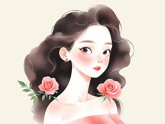 PSD 여자 일러스트 한명 상반신 성인 화장 뷰티 장미 미인 피부관리 스킨케어 성인여자한명만 국내일러스트 1 꽃 사람 여자한명만 성인여자만 파일형식