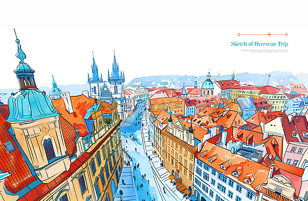 PSD 편집이미지 해외여행 여행 유럽건축 풍경 사람없음 컬러풀 세계 글로벌 스케치 체코 프라하 이미지편집 해외 유럽 컬러 서양건축 미술 파일형식