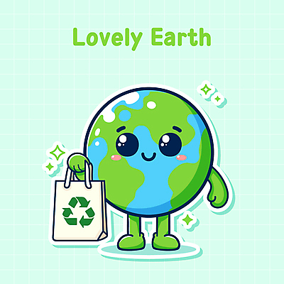일러스트 미소 들기 사람없음 파란색 반짝임 귀여움 재활용 보호 친환경 격자 에코백 지구의날 국내일러스트 일러캐릭터 지구캐릭터 AI파일 캐릭터 기념일 지구 컬러 컨셉 무늬 가방 모션 표정 환경 에코 파일형식 벡터