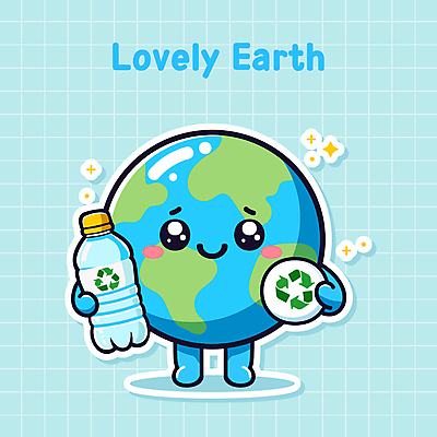 캠페인 일러스트 사람없음 파란색 반짝임 귀여움 환경 재활용 보호 병 플라스틱 친환경 격자 지구의날 국내일러스트 일러캐릭터 지구캐릭터 AI파일 캐릭터 식기 기념일 지구 컬러 컨셉 무늬 모션 재질 파일형식 벡터