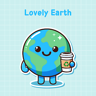 커피 일러스트 미소 들기 사람없음 파란색 귀여움 환경 재활용 보호 친환경 격자 국내일러스트 일러캐릭터 지구캐릭터 AI파일 캐릭터 지구 음료 컬러 컨셉 무늬 모션 표정 파일형식 벡터