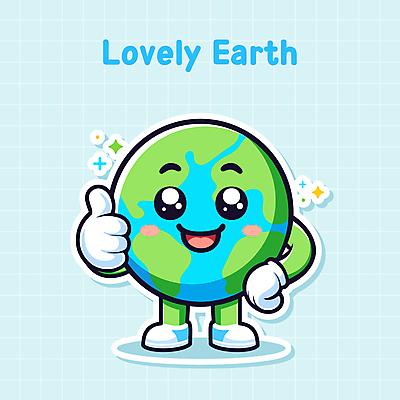 일러스트 미소 사람없음 파란색 반짝임 귀여움 환경 보호 친환경 긍정 격자 따봉 지구의날 국내일러스트 일러캐릭터 지구캐릭터 AI파일 캐릭터 기념일 지구 컬러 컨셉 무늬 모션 표정 최고 파일형식 벡터