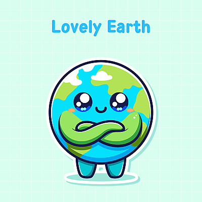 일러스트 미소 사람없음 파란색 팔짱 귀여움 환경 보호 친환경 긍정 격자 지구의날 국내일러스트 일러캐릭터 지구캐릭터 AI파일 캐릭터 기념일 지구 컬러 컨셉 무늬 모션 표정 파일형식 벡터