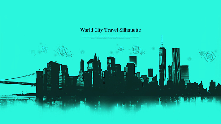 PSD 편집이미지 실루엣 여행 빌딩 사람없음 세계 글로벌 고층빌딩 대도시 랜드마크 민트색 이미지편집 컬러 촬영기법 건물 도시 파일형식