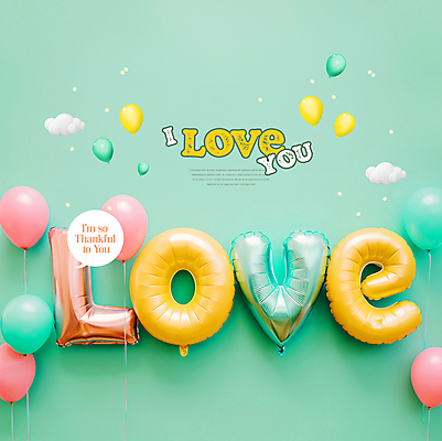 PSD 구름 편집이미지 문자 백그라운드 말풍선 사랑 타이포그라피 사람없음 초록색 감사 꽃가루 풍선 이미지편집 자연요소 감정 컬러 가루 파일형식