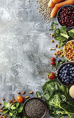 JPG 편집이미지 그릇 토마토 채소 프레임 사람없음 당근 브로콜리 블루베리 아몬드 호박씨 카피스페이스 슈퍼푸드 편집실사 AI포토 AI콘텐츠 식기 과일 뿌리채소 씨앗 공백 견과류 CG 건강식품 파일형식